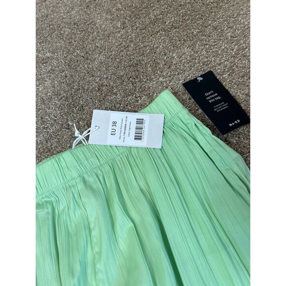 Asos NA-KD x Phiaka wide leg flowy pants in green crinkle wide leg pull on NEW S - Picture 9 of 11